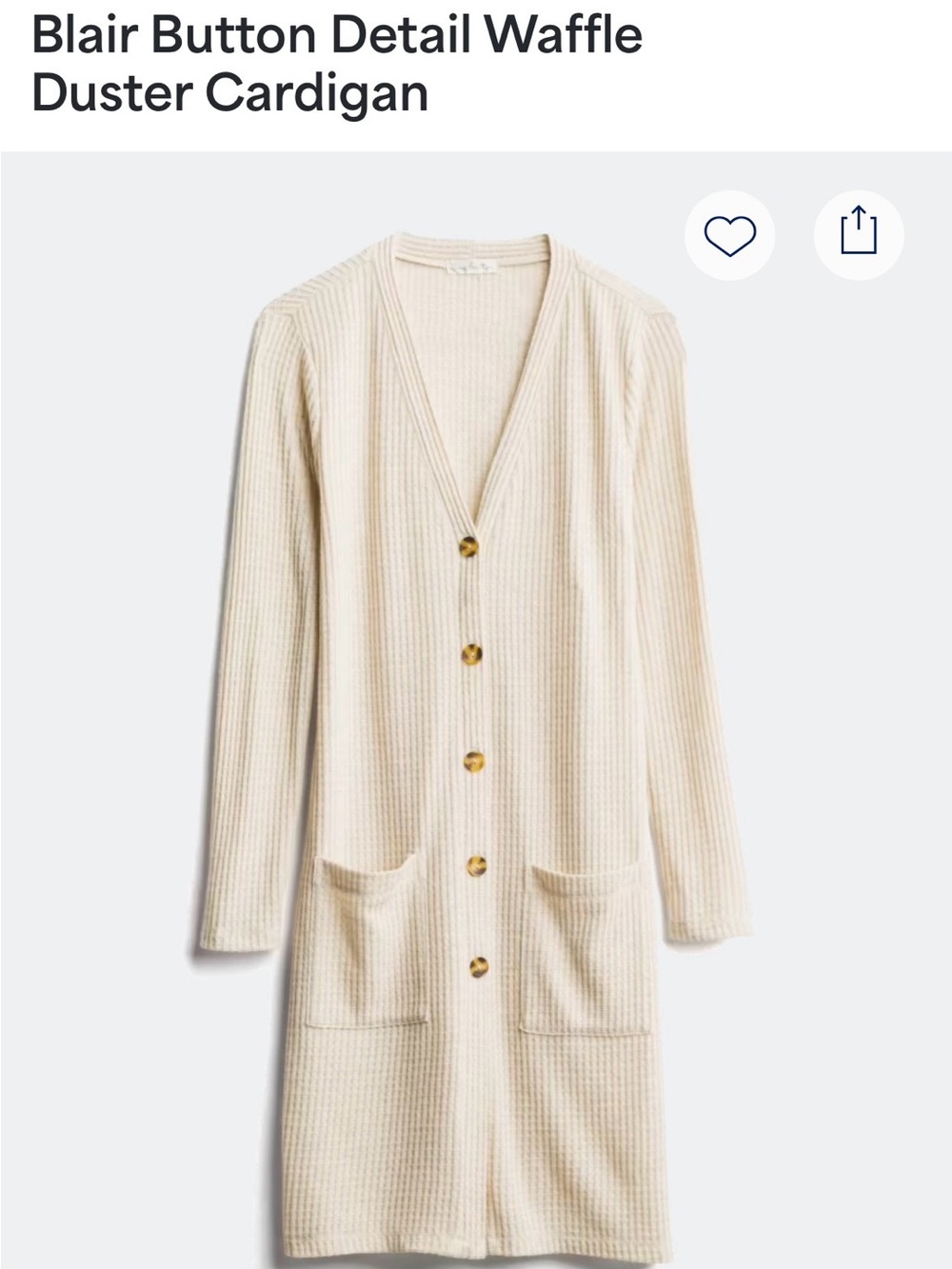 nine britton Waffle-Knit Duster Cardigan in Light Beige